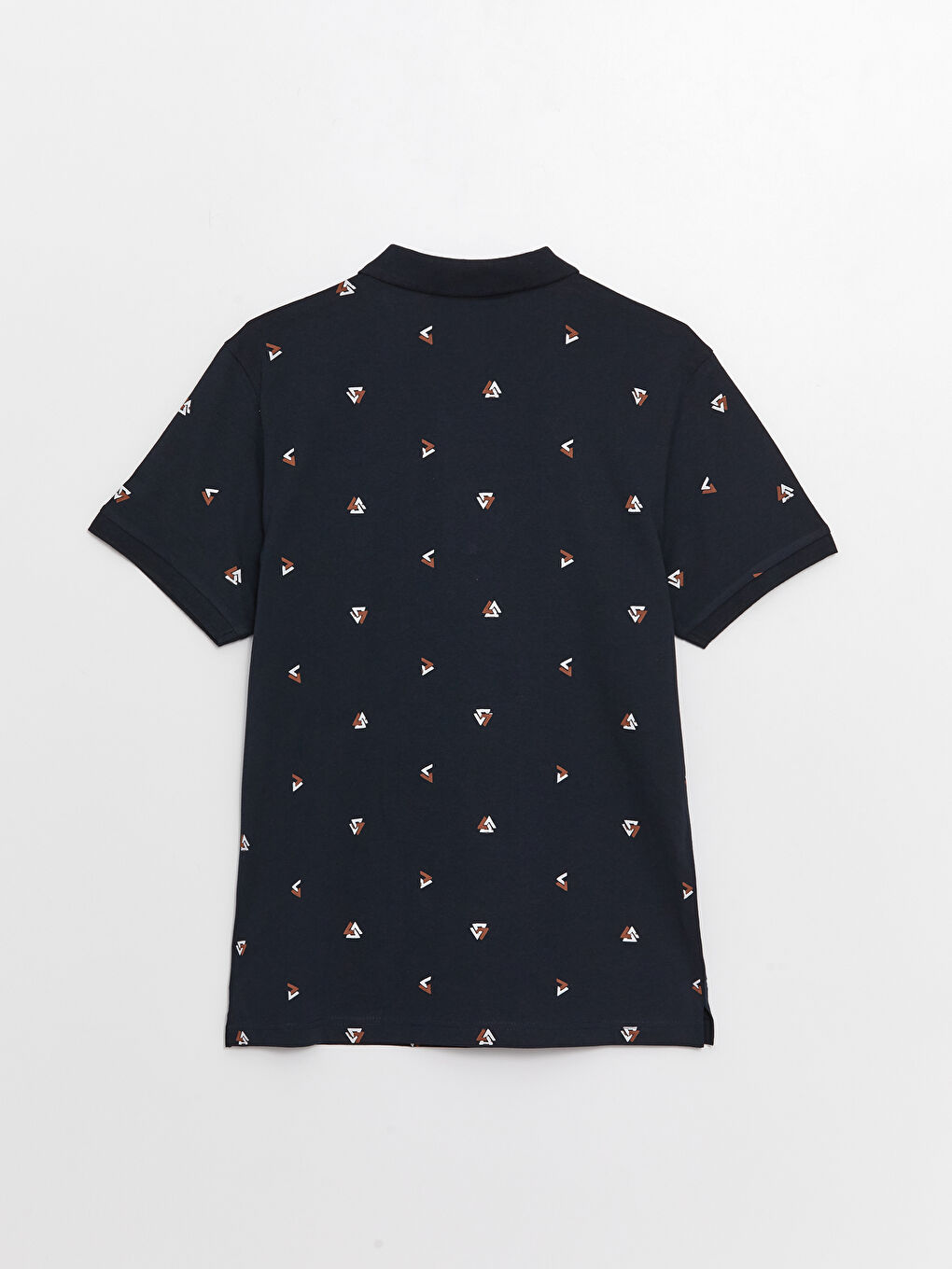 Lacivert Polo Yaka Kısa Kollu Desenli Penye Erkek Tişört-6