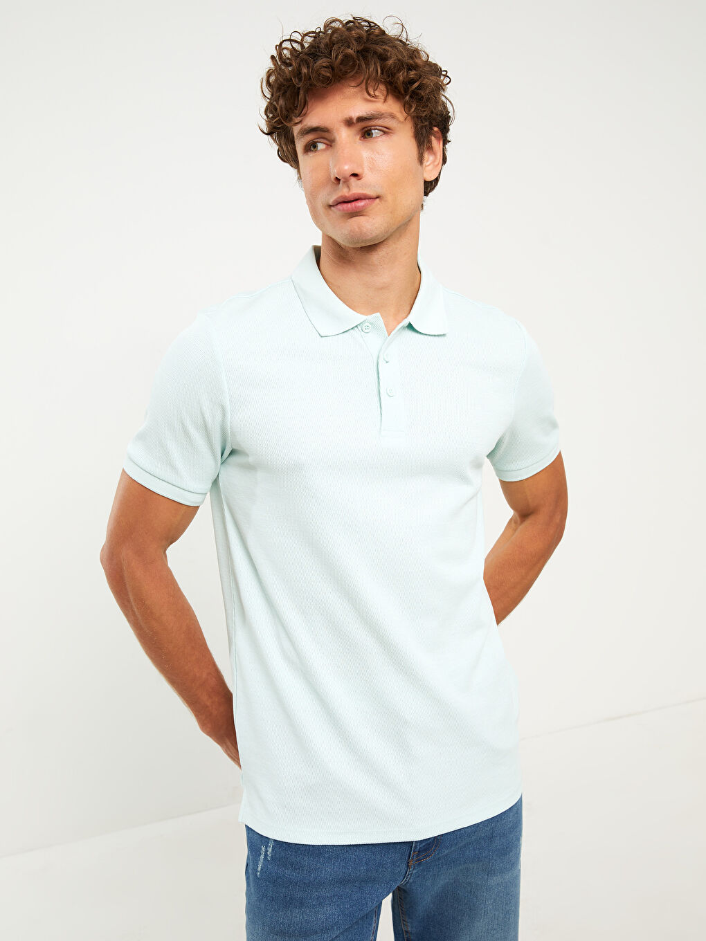 Polo Neck Short Sleeve Men's T-Shirt-1