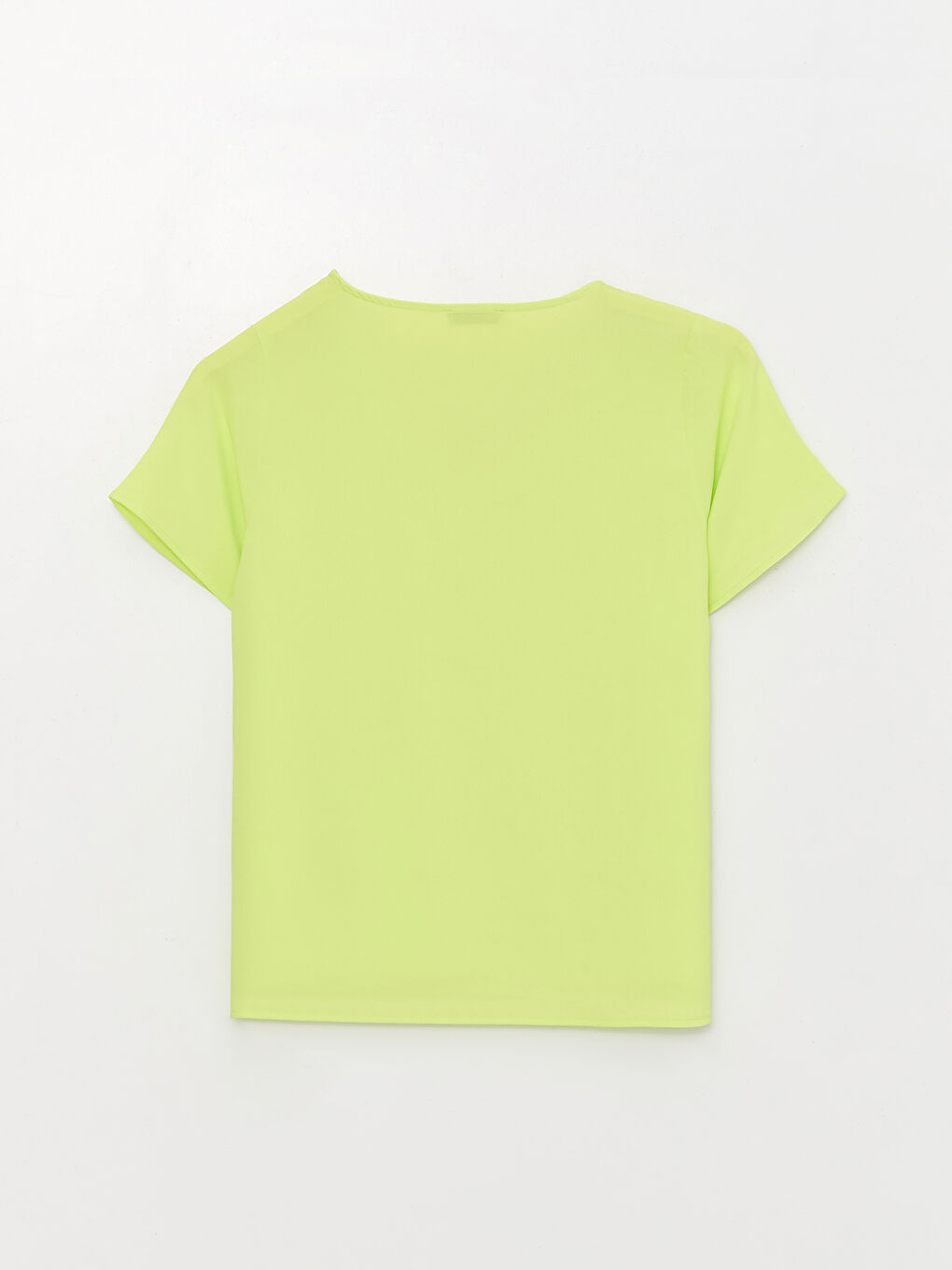 Yeşil V Yaka Düz Kısa Kollu Aerobin Kadın Bluz-6