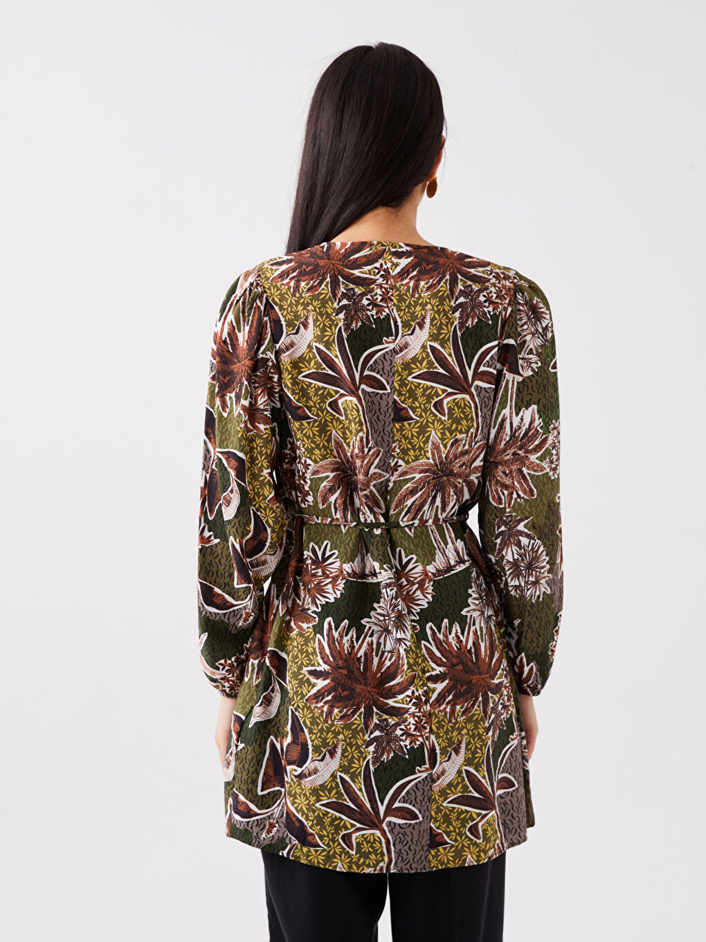 Women's Crew Neck Patterned Tunic-3