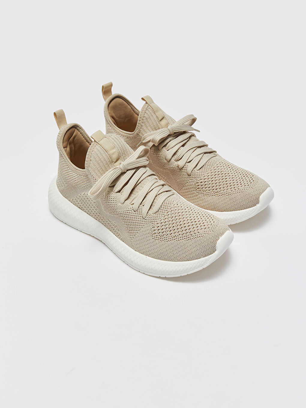 Bej Bağcıklı Çorap Model Erkek Spor Ayakkabı