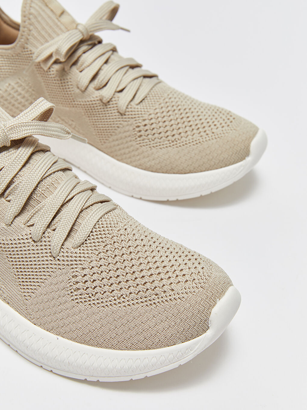 Bej Bağcıklı Çorap Model Erkek Spor Ayakkabı-2