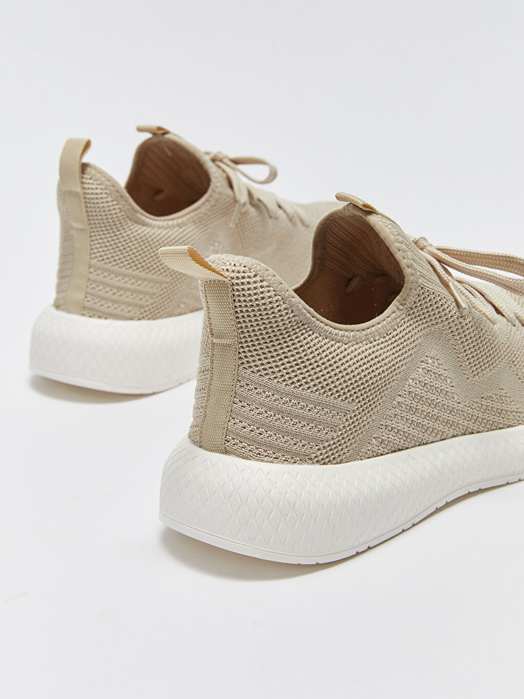 Bej Bağcıklı Çorap Model Erkek Spor Ayakkabı-4