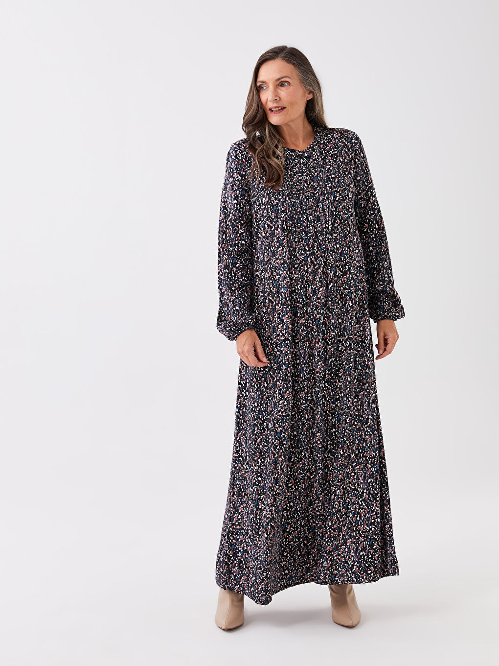 Patterned Long Sleeve Women Dress -S3AI79Z8-LQJ