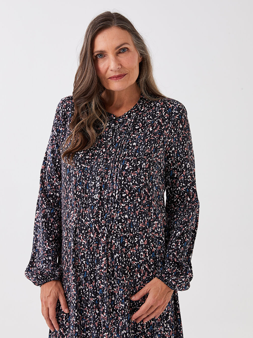 Patterned Long Sleeve Women Dress -S3AI79Z8-LQJ