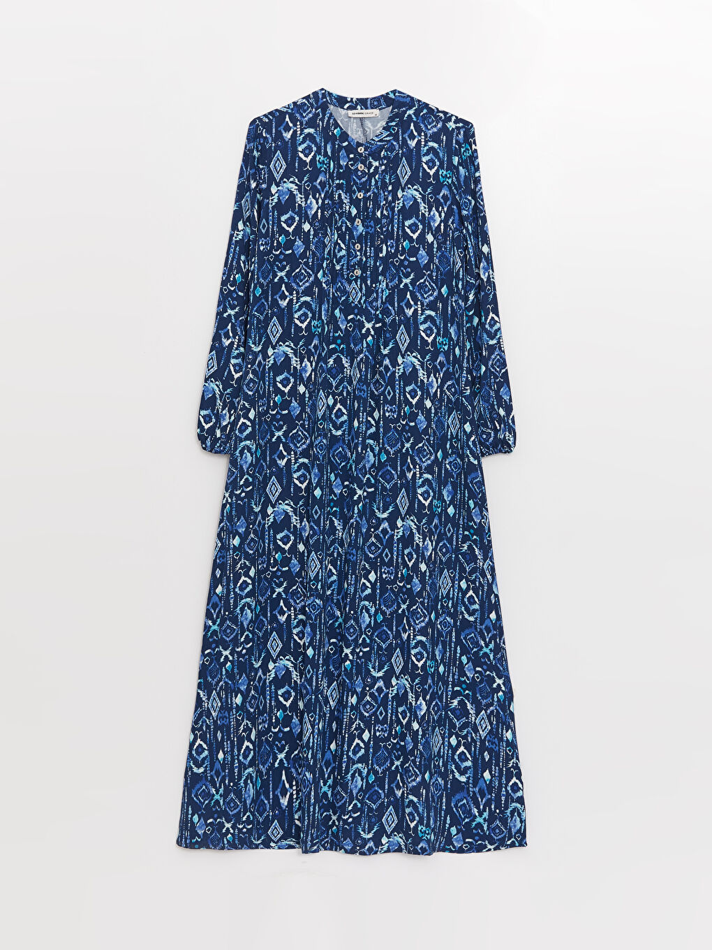 Robe à Col Mao à Motifs à Manches Longues pour Femmes-4