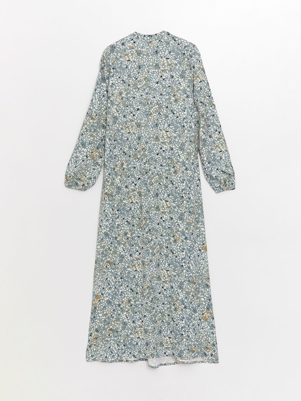 Yeşil Hakim Yaka Desenli Uzun Kollu Kadın Elbise-6