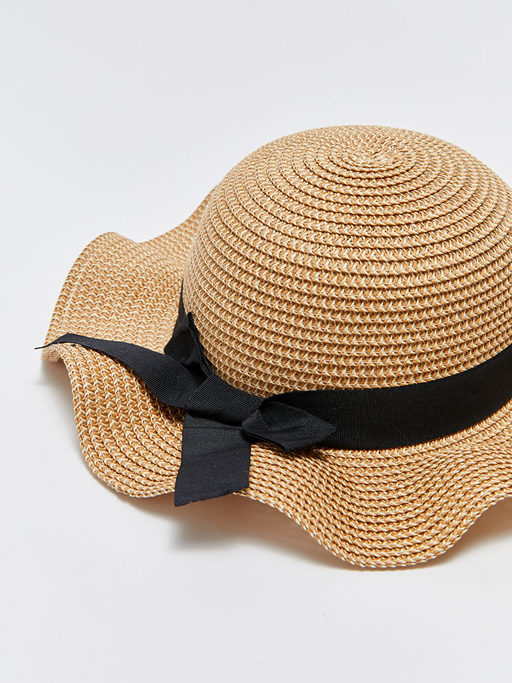 Bej Hasır Kız Çocuk Fötr Şapka-3