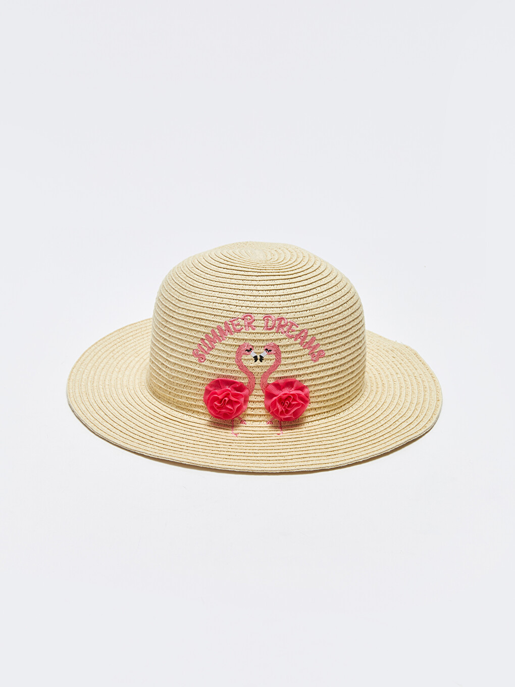 Embroidered Girl Straw Fedora Hat