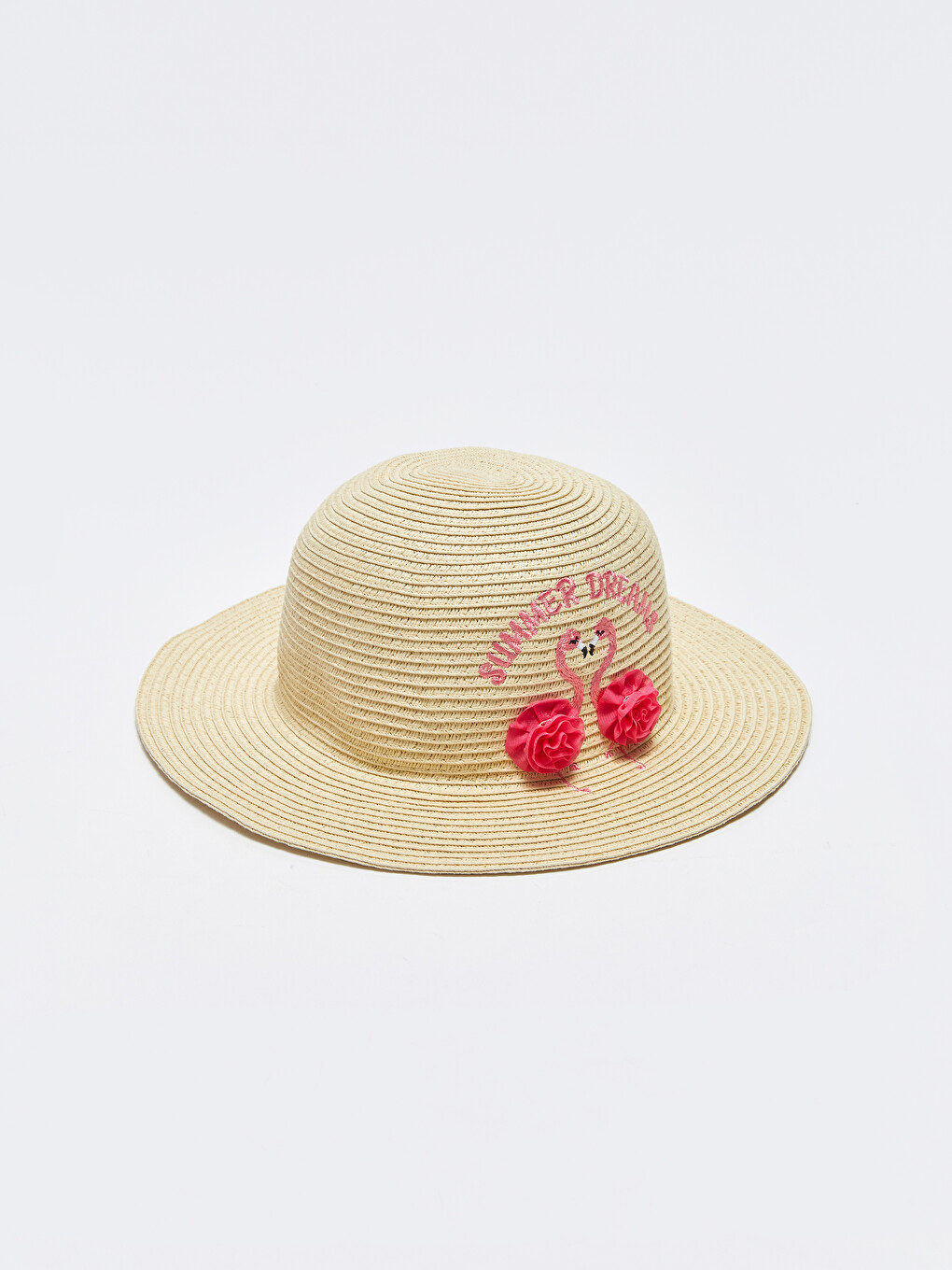 Embroidered Girl Straw Fedora Hat-1