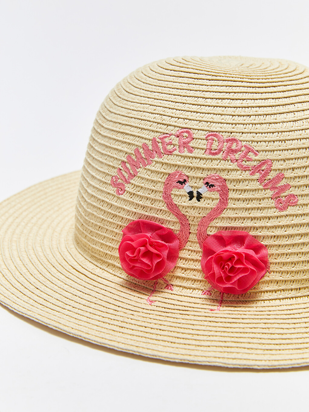 Embroidered Girl Straw Fedora Hat-2