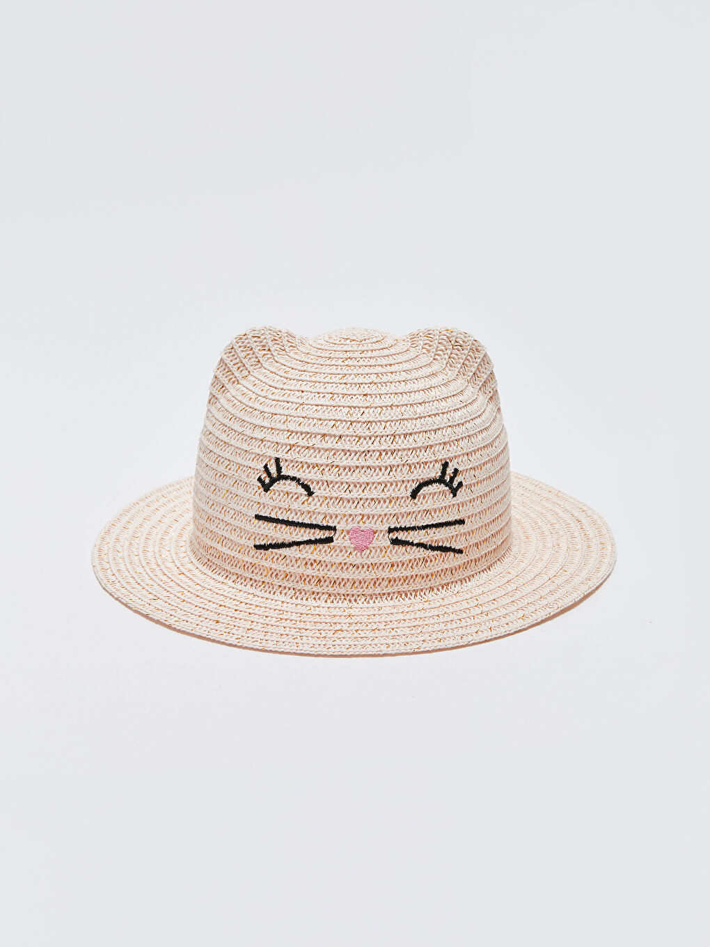 LCW ACCESSORIES Bej Kedi Figürlü Kız Çocuk Hasır Fötr Şapka