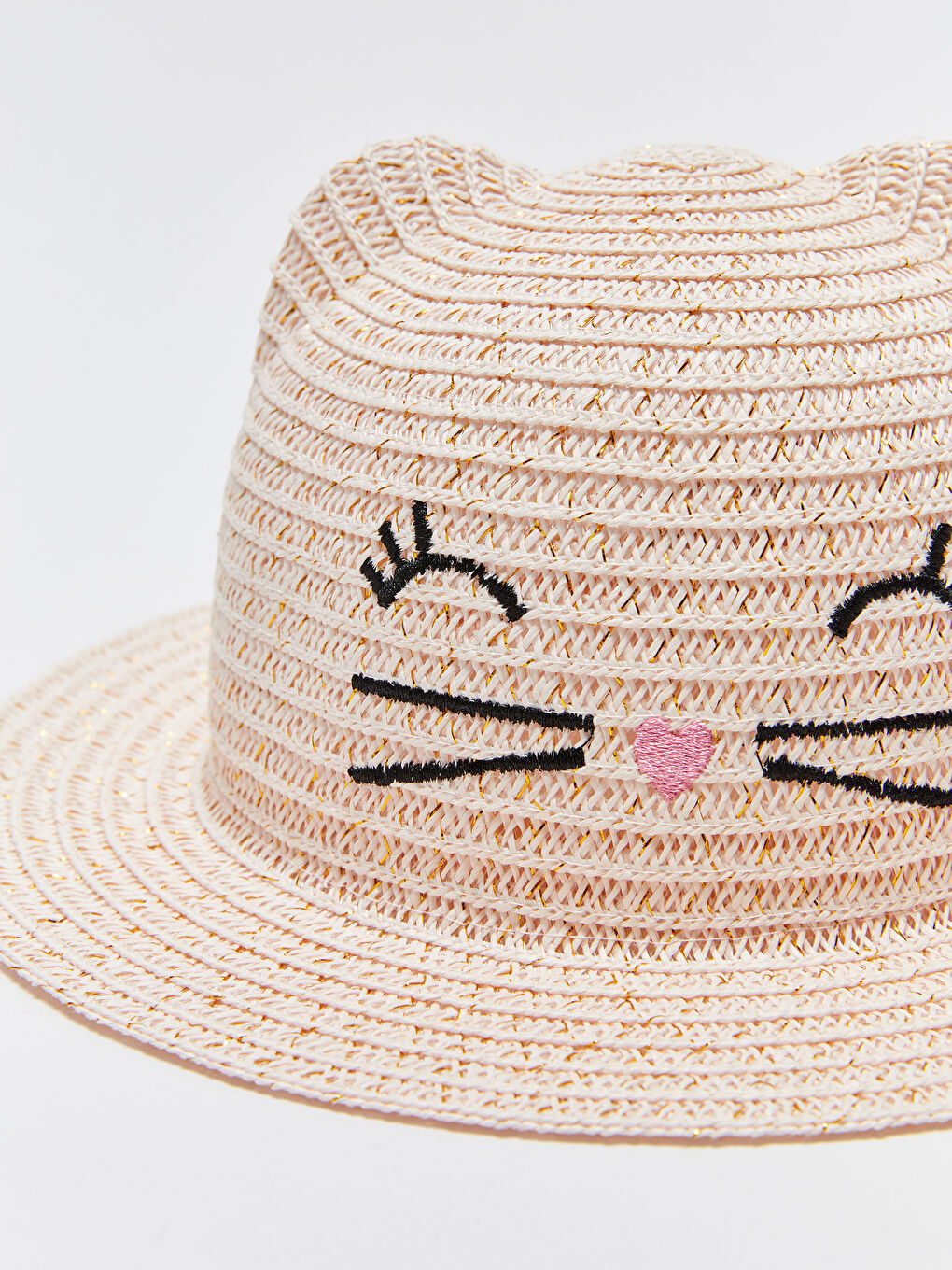 LCW ACCESSORIES Bej Kedi Figürlü Kız Çocuk Hasır Fötr Şapka - 2