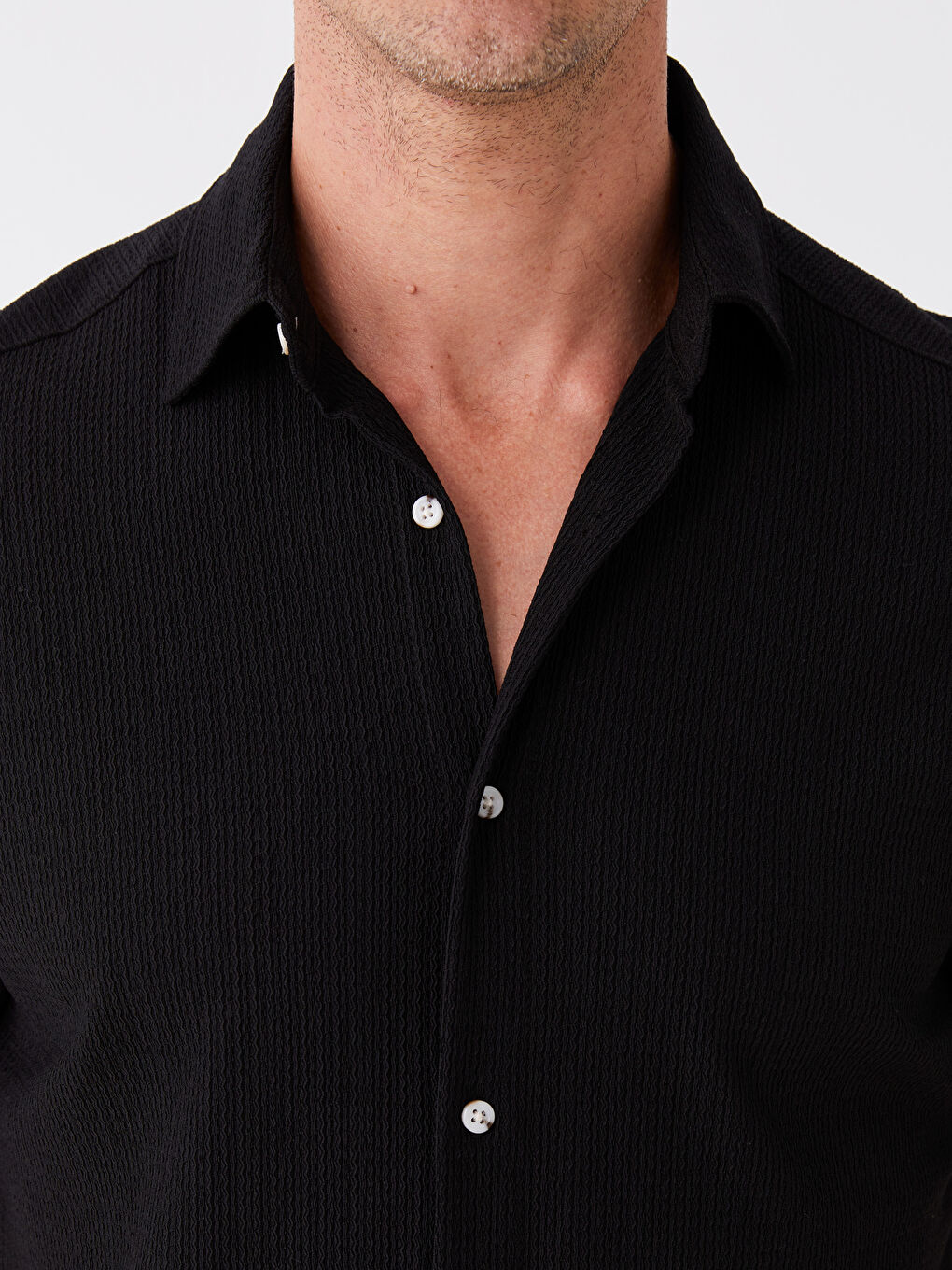 Siyah Regular Fit Kısa Kollu Erkek Gömlek-3