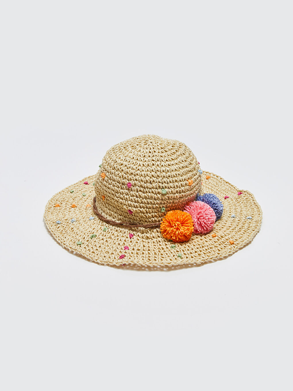 Chapeau Fedora en Paille pour Fille avec Pompon