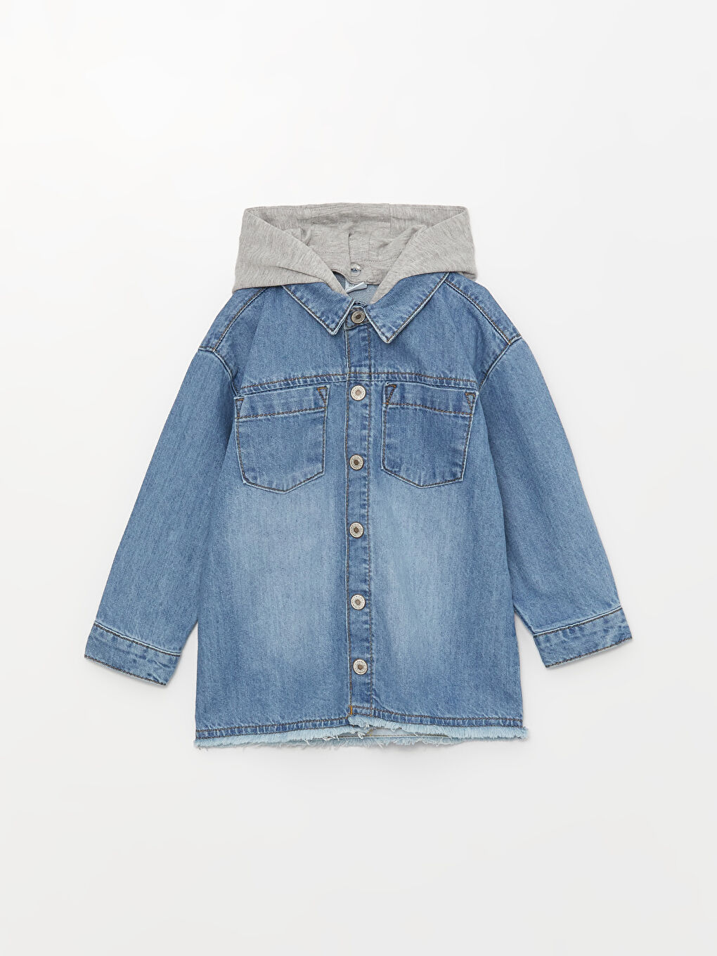 Hooded Long Sleeve Baby Boy Jean Shirt-2