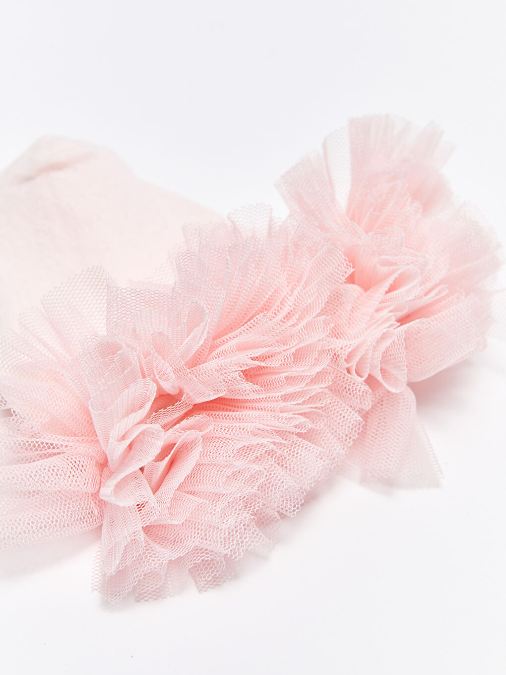 Pembe Tül Detaylı Kız Bebek Patik Çorap-2