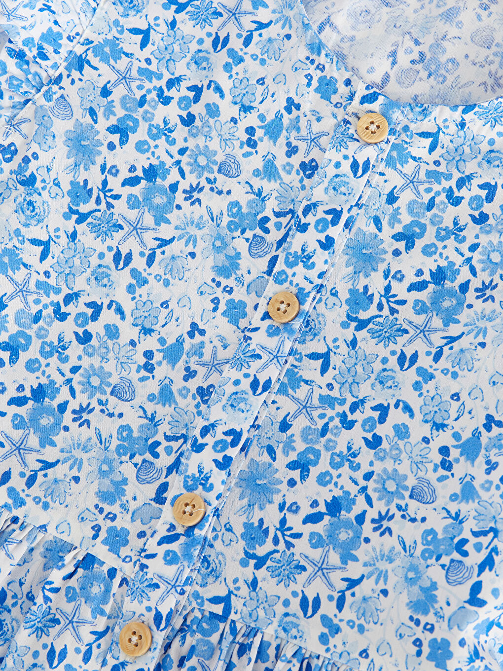 Crew Neck Pattern Short Sleeve Poplin Girl Dress-2