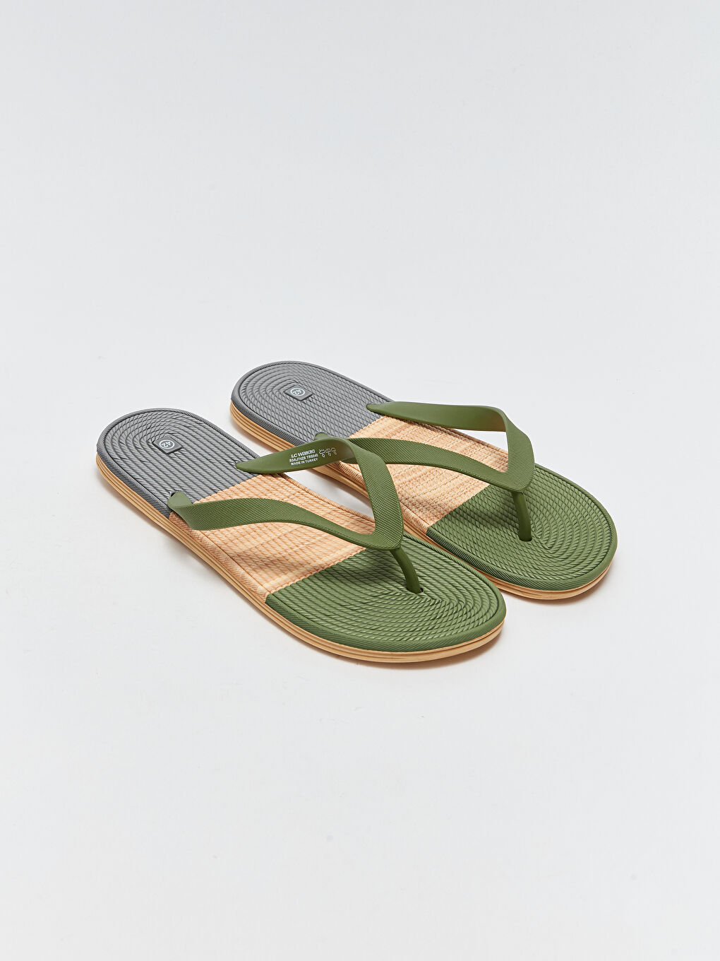 Bej Renk Bloklu Erkek Parmak Arası Plaj Terliği