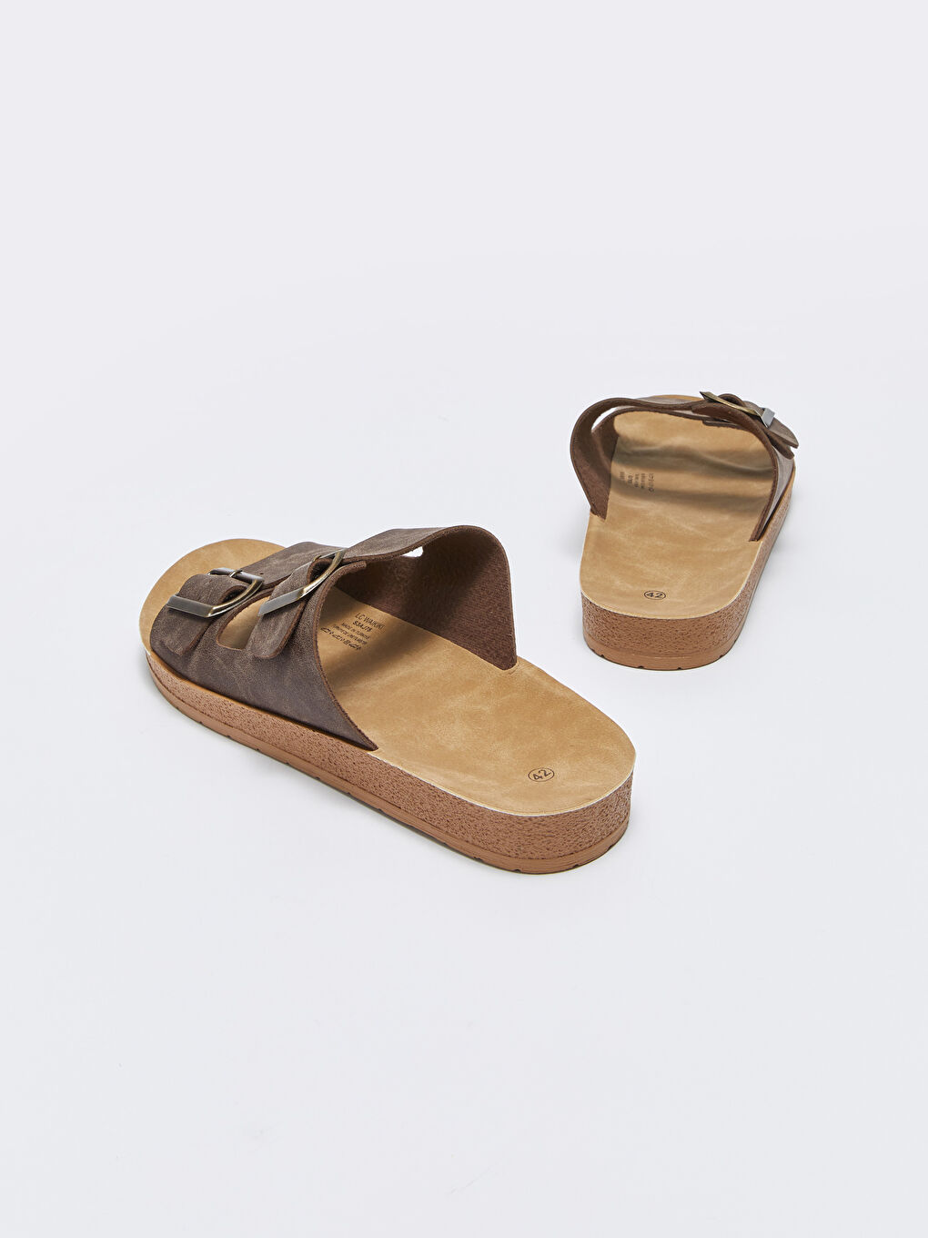 Kahverengi Çift Bantlı Erkek Terlik-4