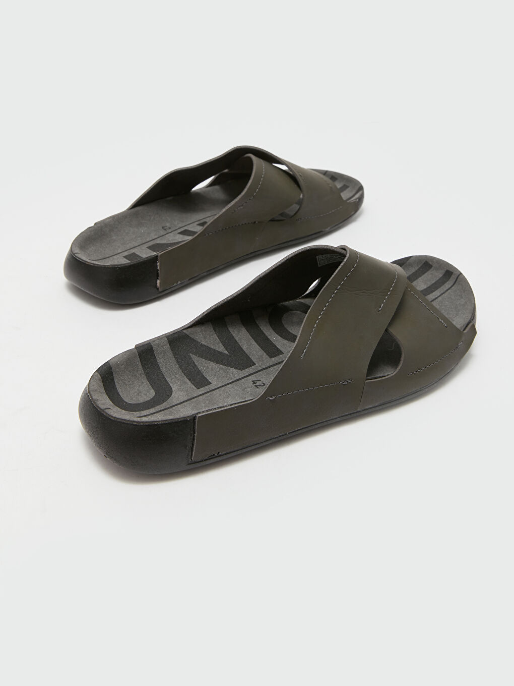 Gri Çapraz Bantlı Erkek Terlik-4