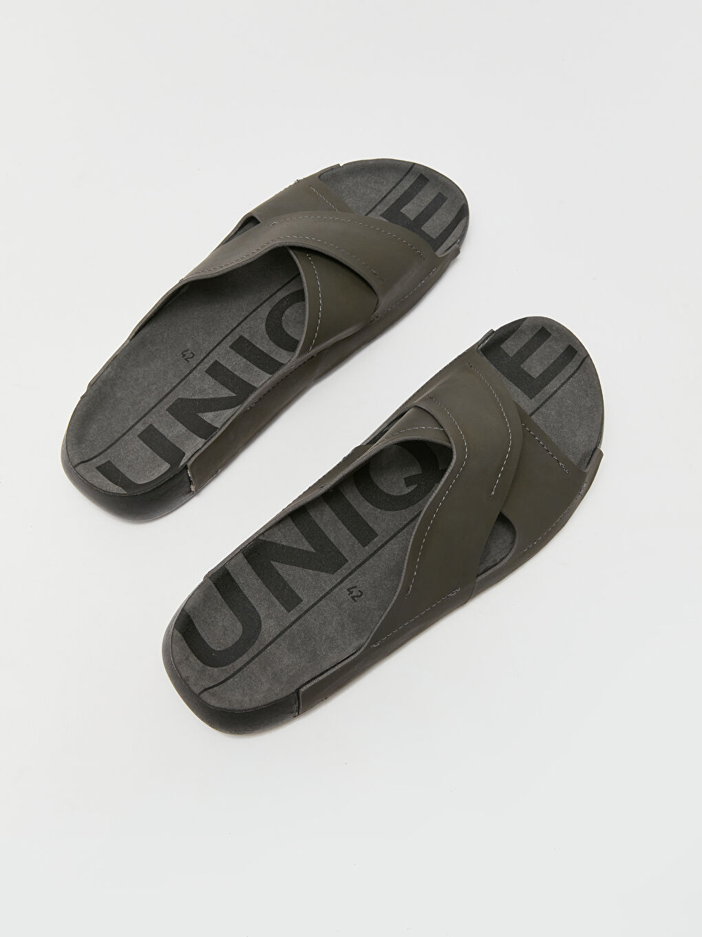 Gri Çapraz Bantlı Erkek Terlik-5