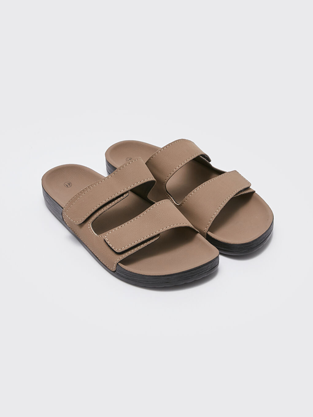 LCW STEPS Faux Leather Velcro Men's Slippers -S3AJ79Z8-CR8