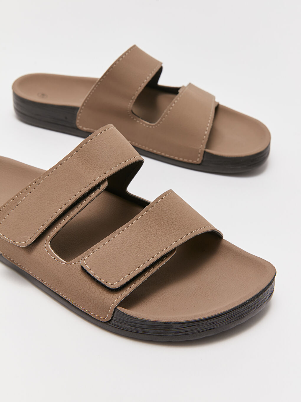 LCW STEPS Faux Leather Velcro Men's Slippers -S3AJ79Z8-CR8