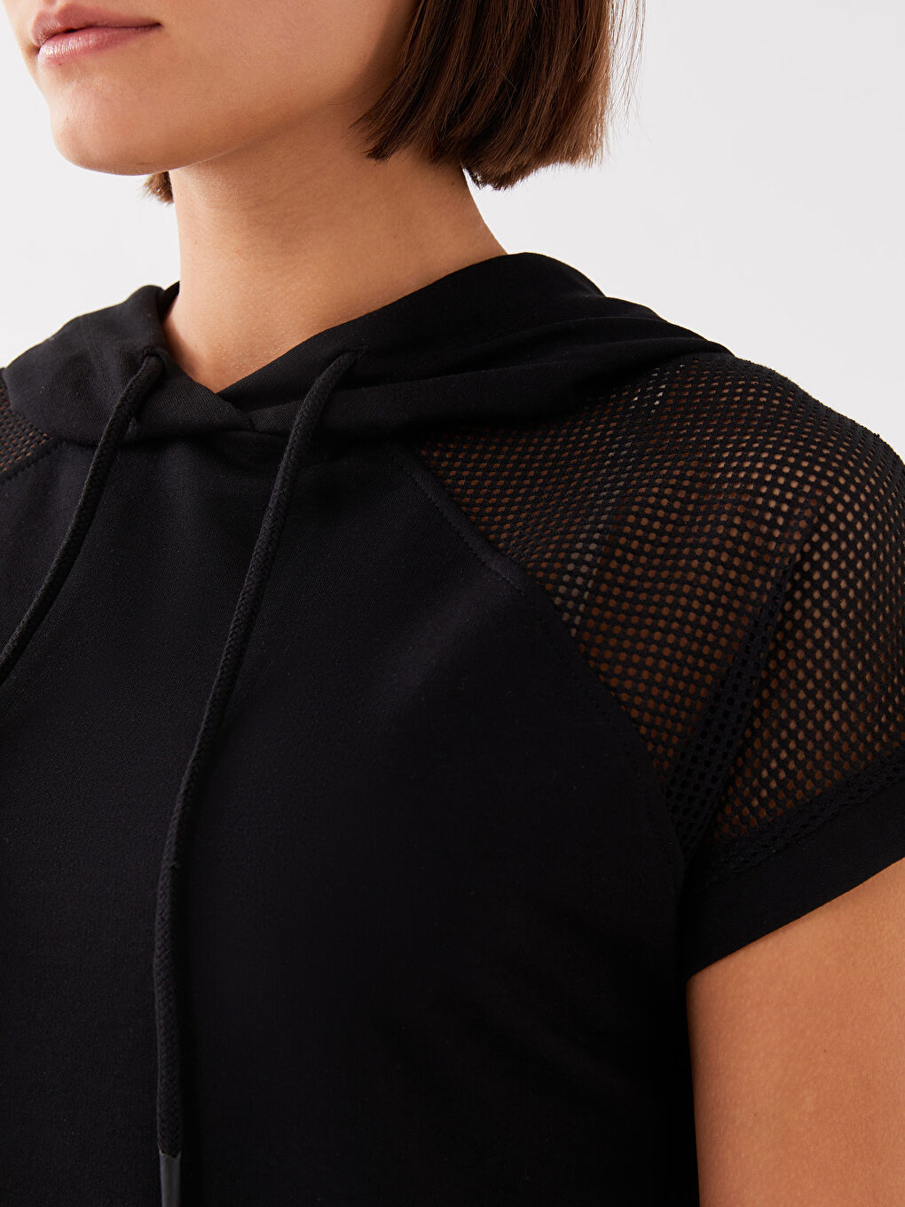 Tricou Sport Pentru Femei Cu Glugă, Mânecă Scurtă Și Croială Lejeră-4