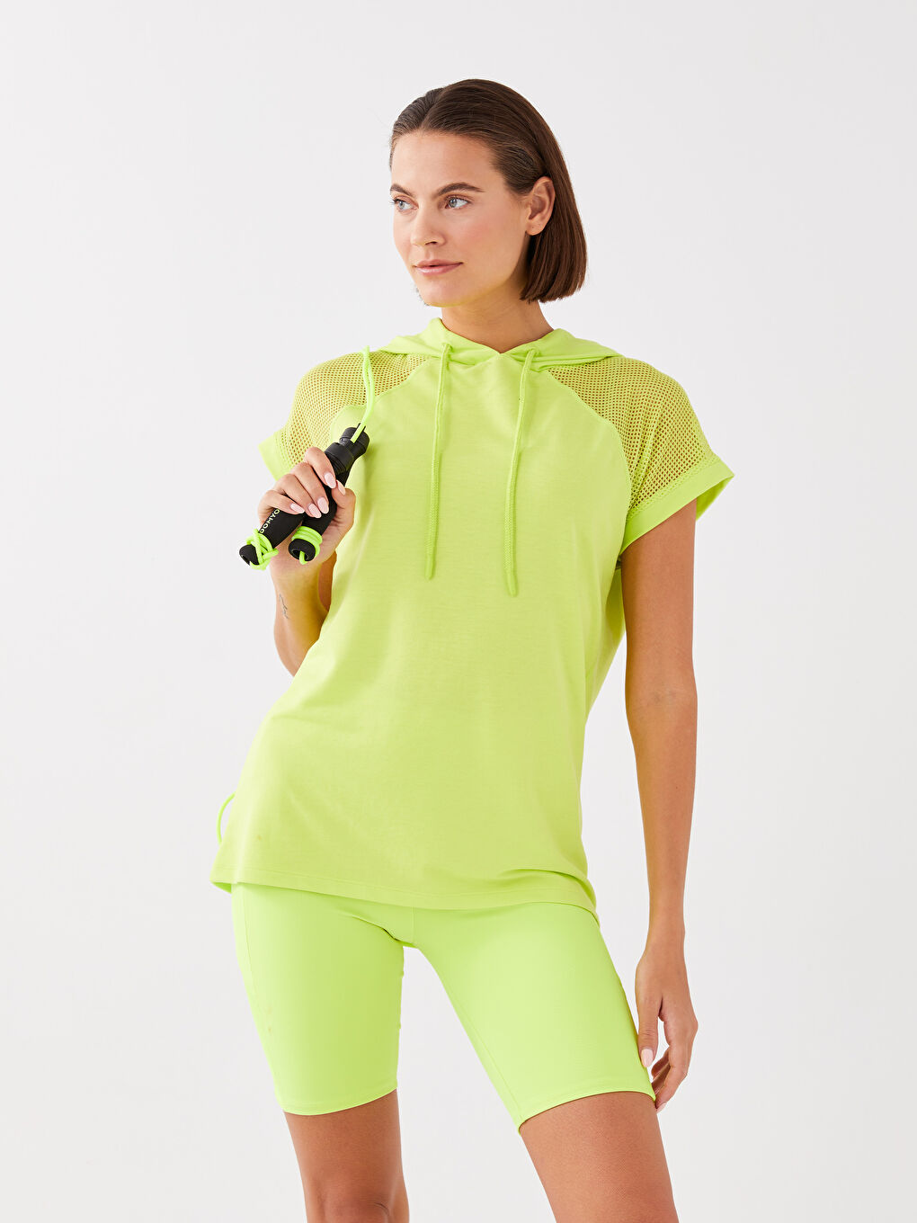 Tricou Sport Pentru Femei Cu Glugă, Mânecă Scurtă Și Croială Lejeră