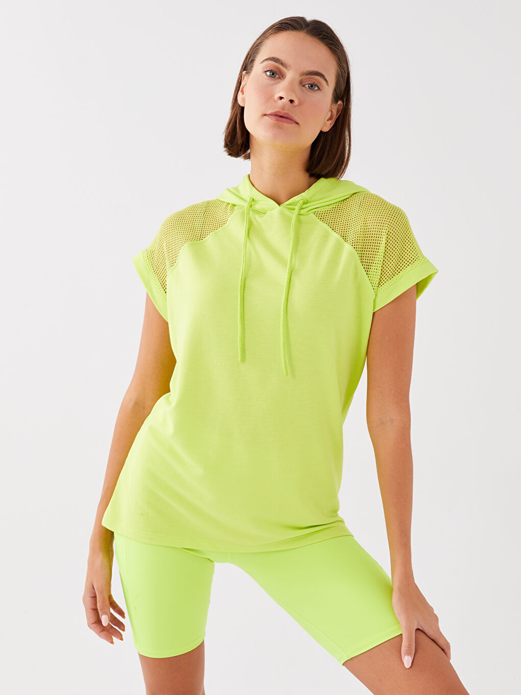 Tricou Sport Pentru Femei Cu Glugă, Mânecă Scurtă Și Croială Lejeră-2