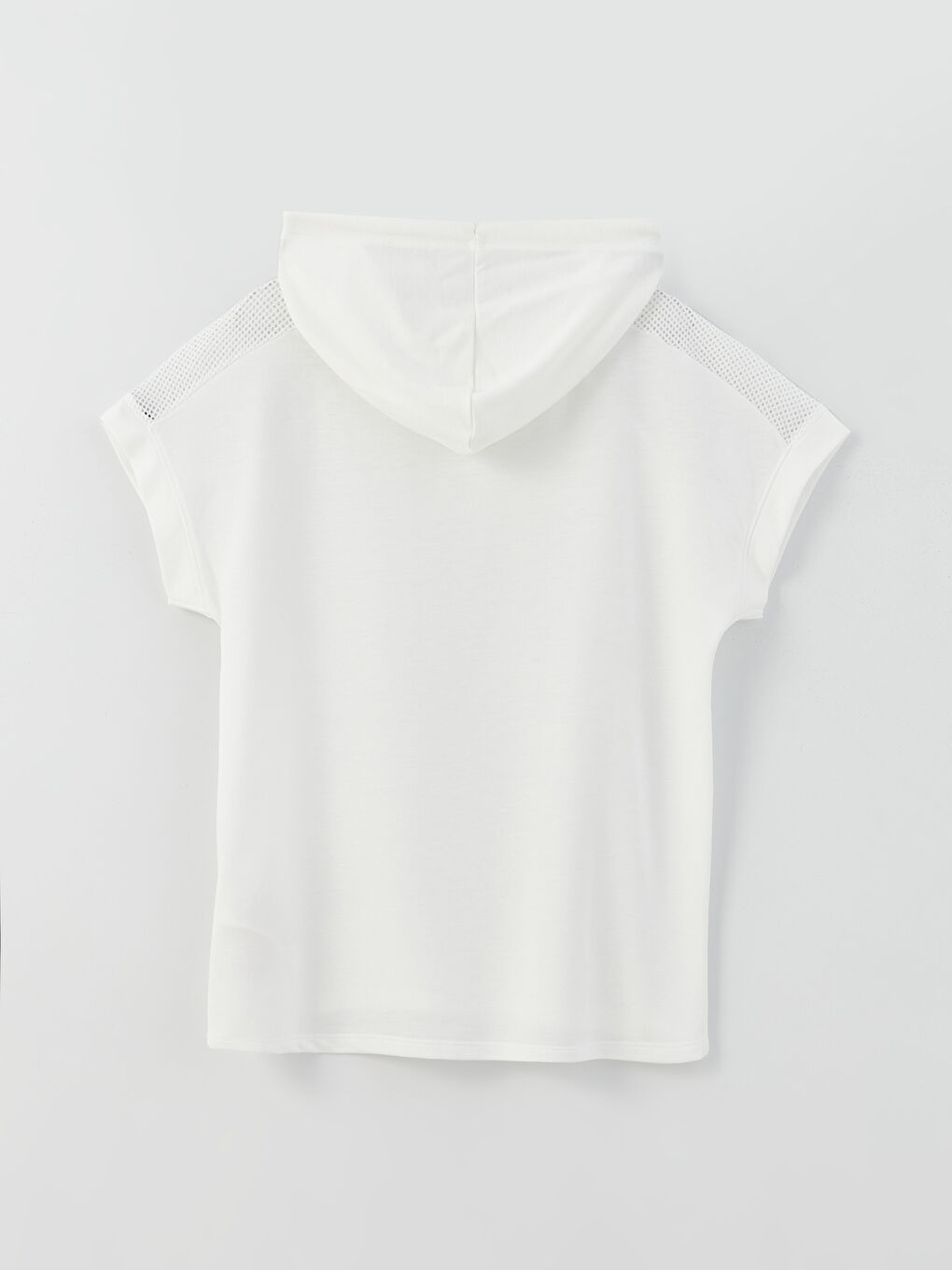 Әйелдерге арналған капюшонды кең қысқа жең спорттық футболка-6