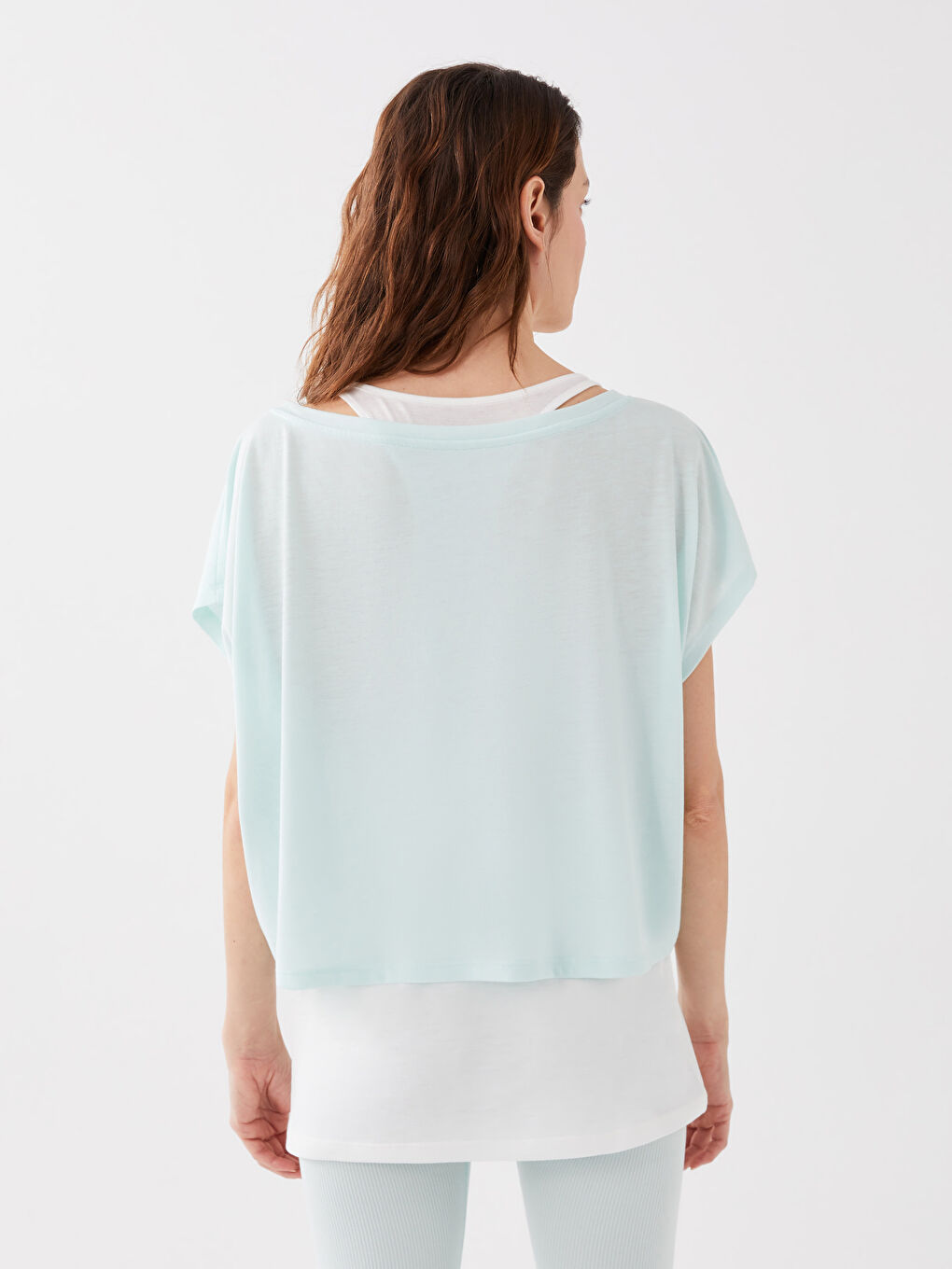 LCW SPORT Women's Slash Neck Plain Short Sleeve Sports T-Shirt and Tank Top -S3AJ98Z8-FUE
