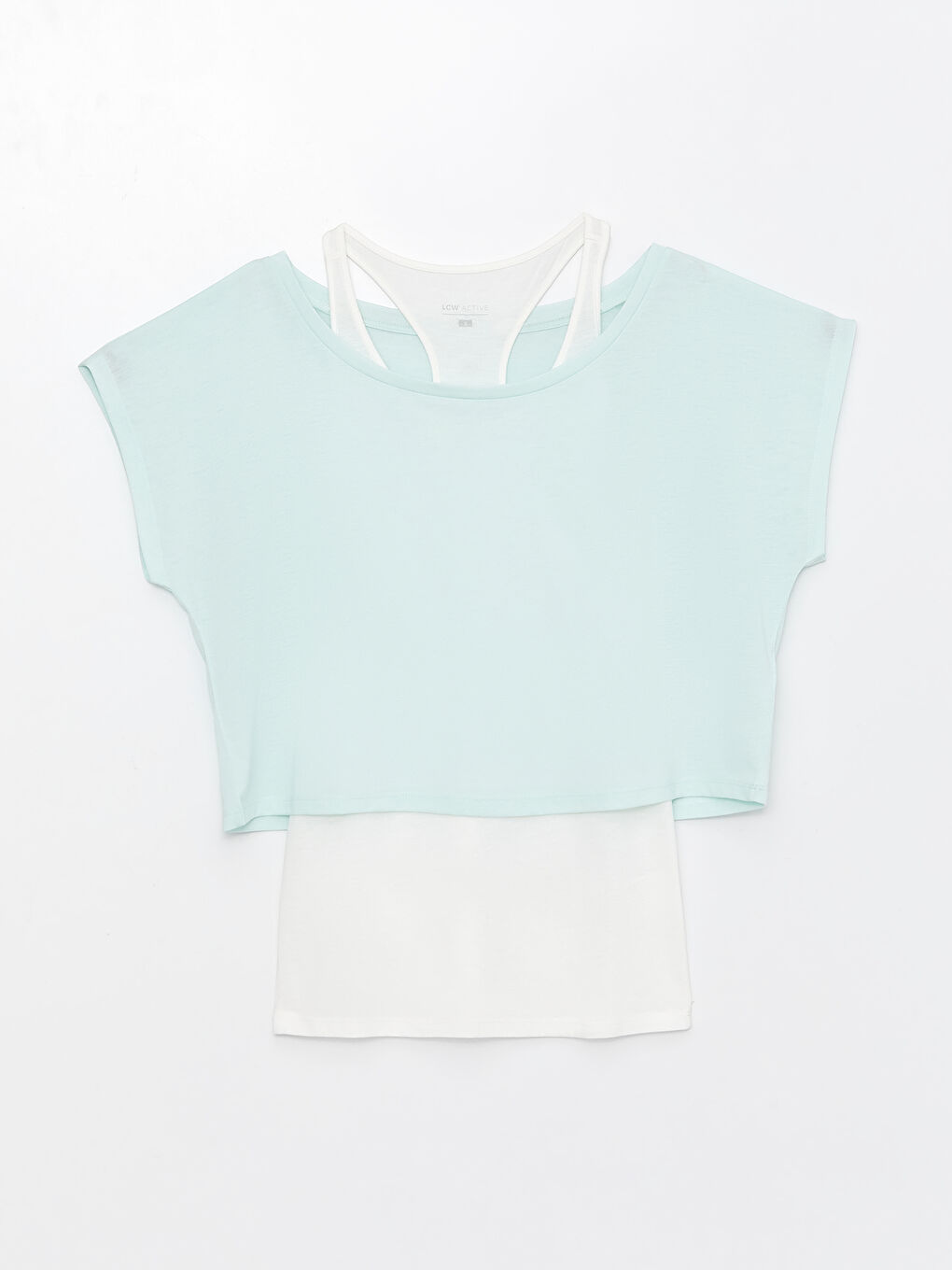 LCW SPORT Women's Slash Neck Plain Short Sleeve Sports T-Shirt and Tank Top -S3AJ98Z8-FUE