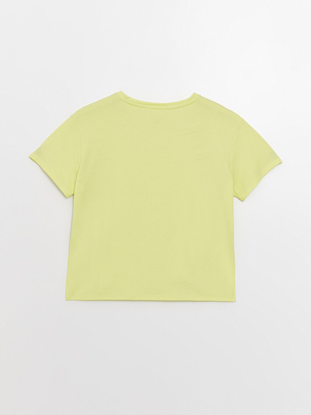 Yeşil Bisiklet Yaka Düz Kısa Kollu Oversize Kadın Tişört-7