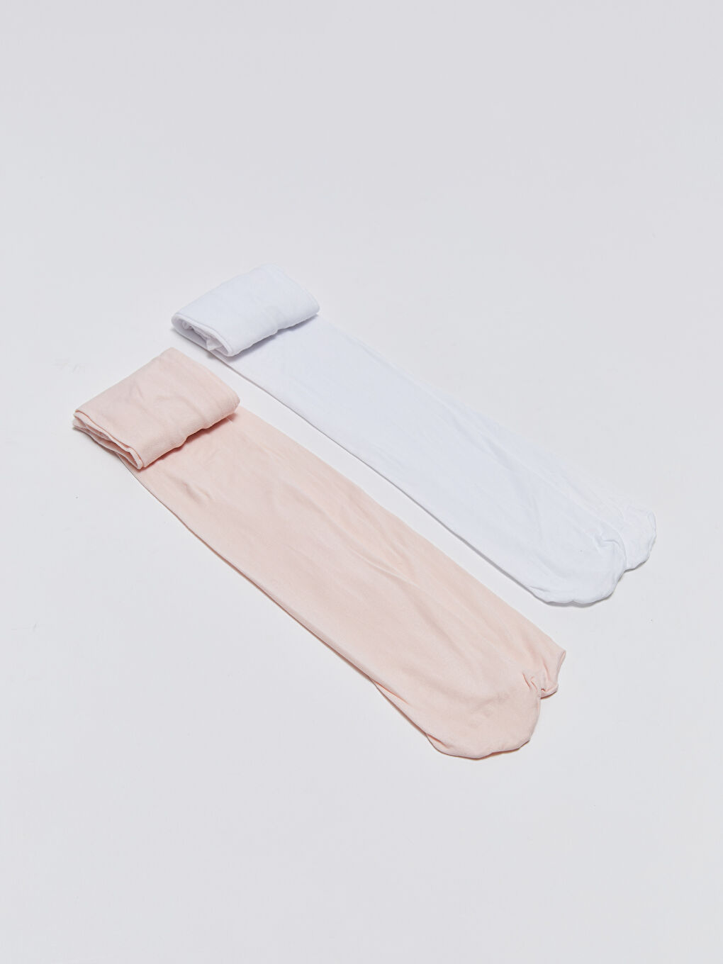 Beyaz Basic Kız Bebek Külotlu Çorap 2'li