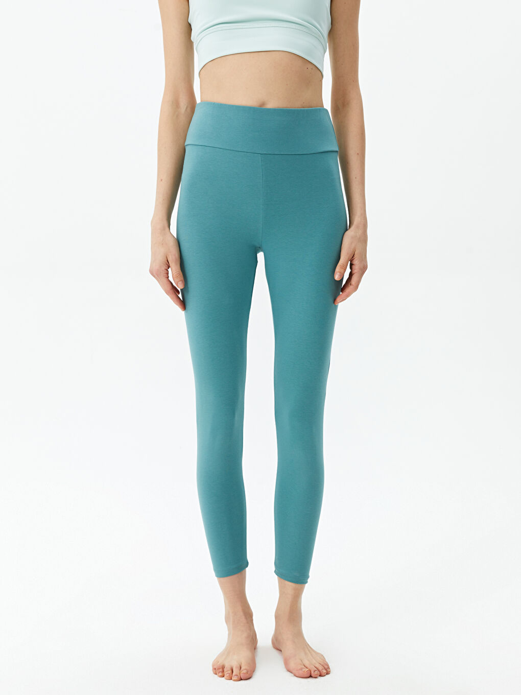 Women's Elasticated Waist Plain Sports Leggings-2