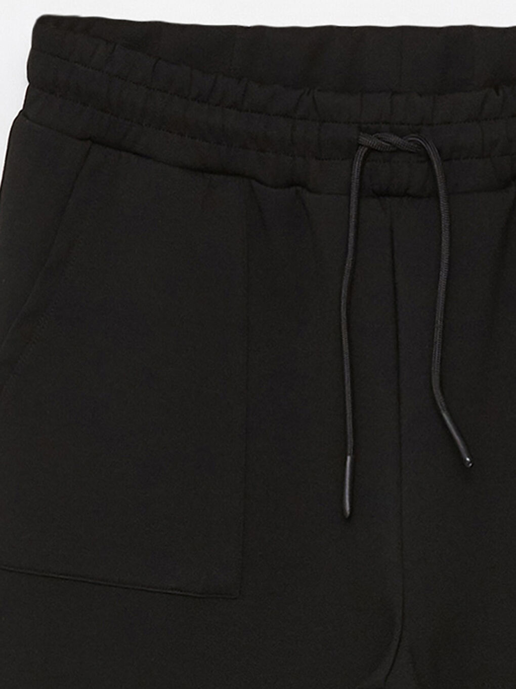 Siyah Kadın Beli Lastikli Düz Jogger Eşofman Altı-7
