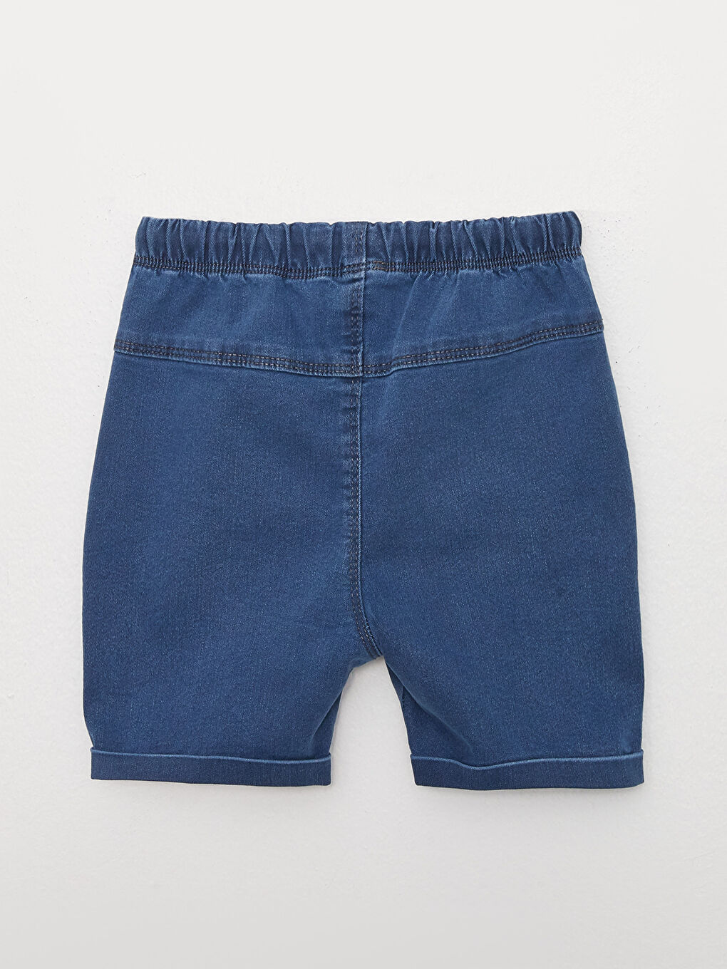 İndigo Beli Lastikli Basic Erkek Jean Şort-1