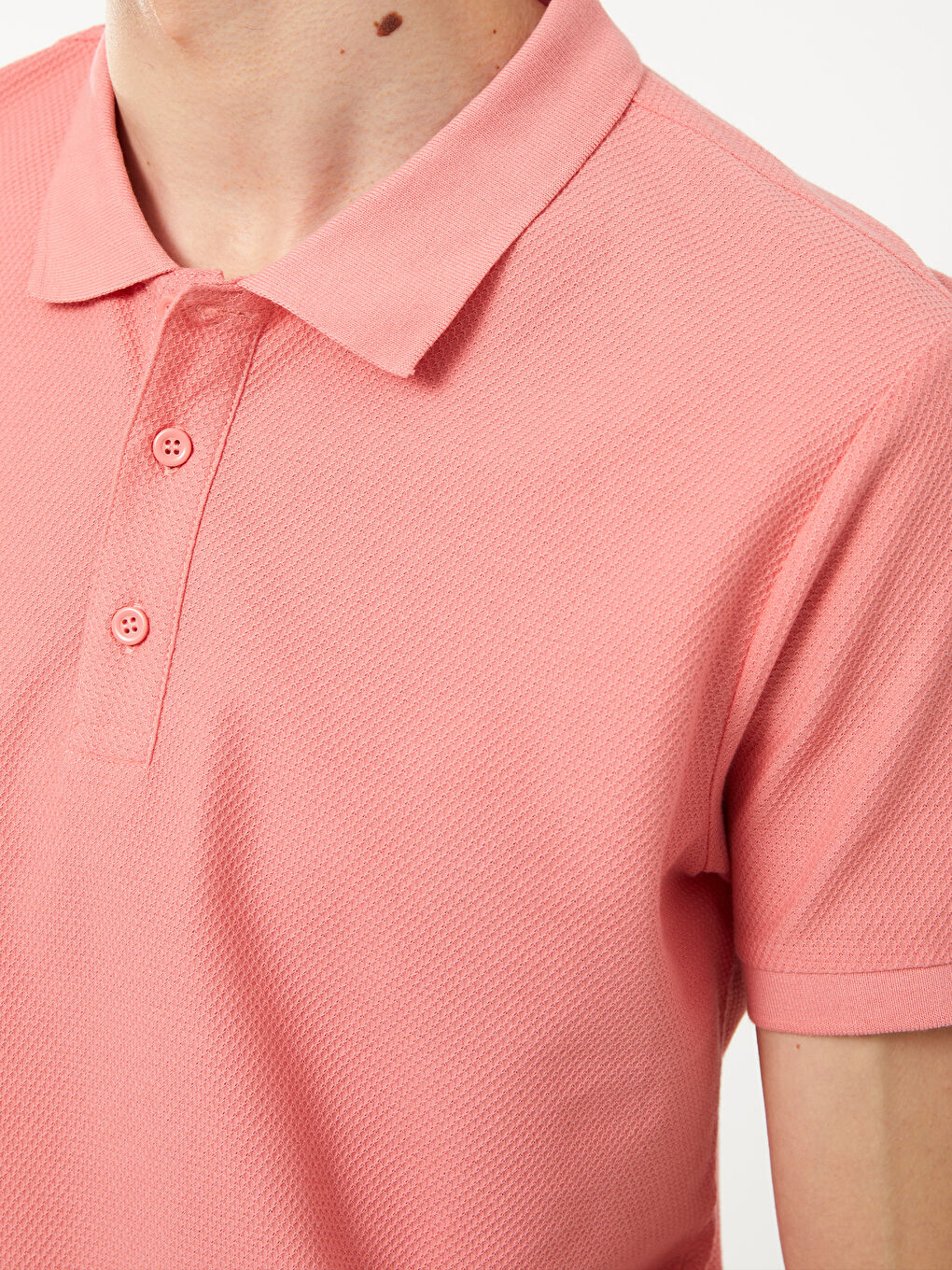 Pembe Polo Yaka Kısa Kollu Erkek Tişört-3