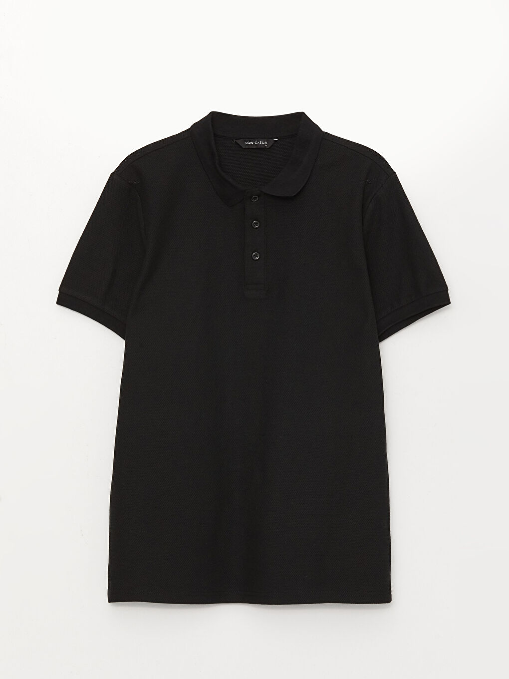 Siyah Polo Yaka Kısa Kollu Erkek Tişört-5