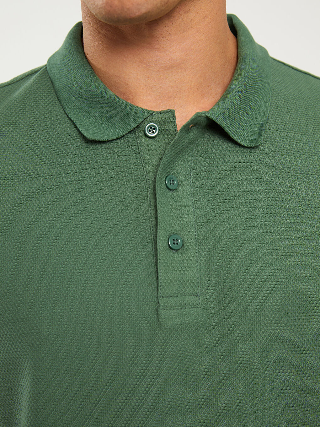 Yeşil Polo Yaka Kısa Kollu Erkek Tişört-3