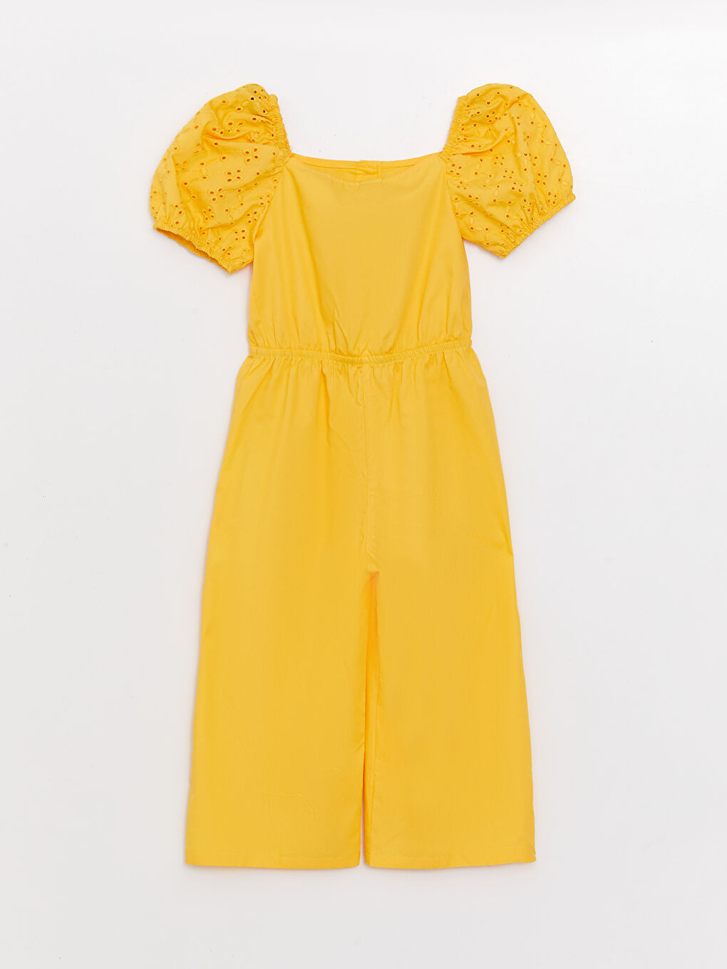 Sarı Kare Yaka Kız Çocuk Tulum-1