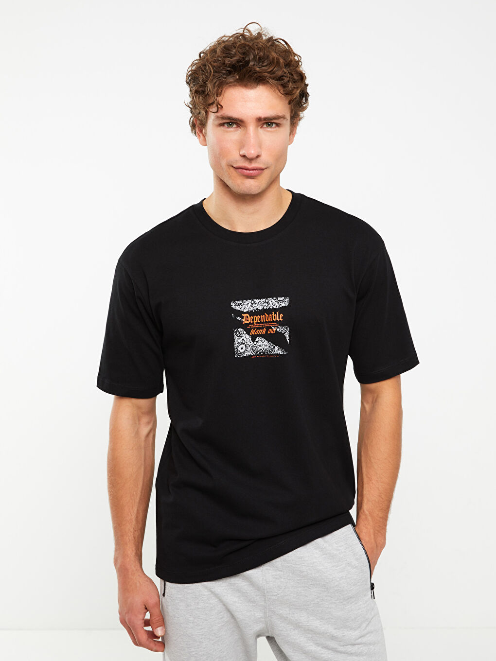 Футболка Мужская с Круглым Вырезом, Коротким Рукавом, С Принтом, Из Гребенного Хлопка-2