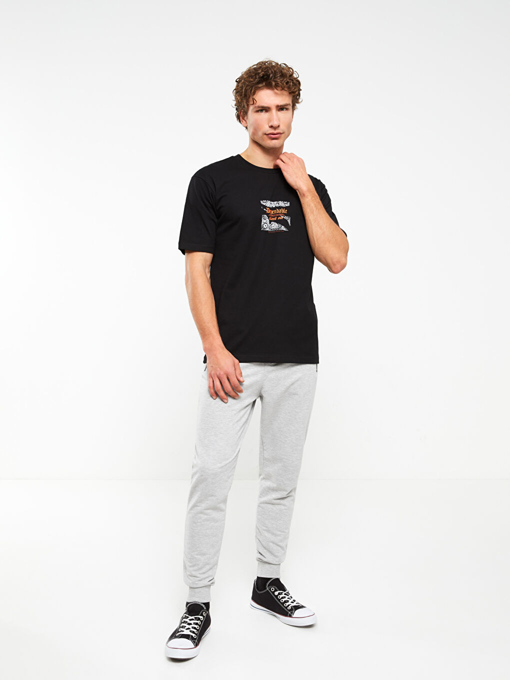 Футболка Мужская с Круглым Вырезом, Коротким Рукавом, С Принтом, Из Гребенного Хлопка-3