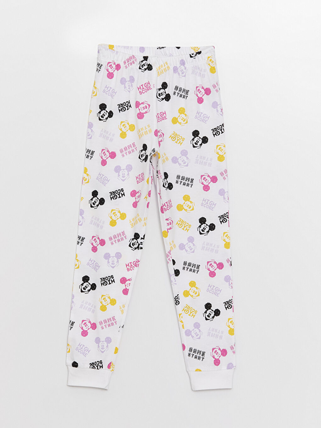 طقم بيجامة للبنات ياقة دائرية مطبوع ميكي ماوس كم قصير-2