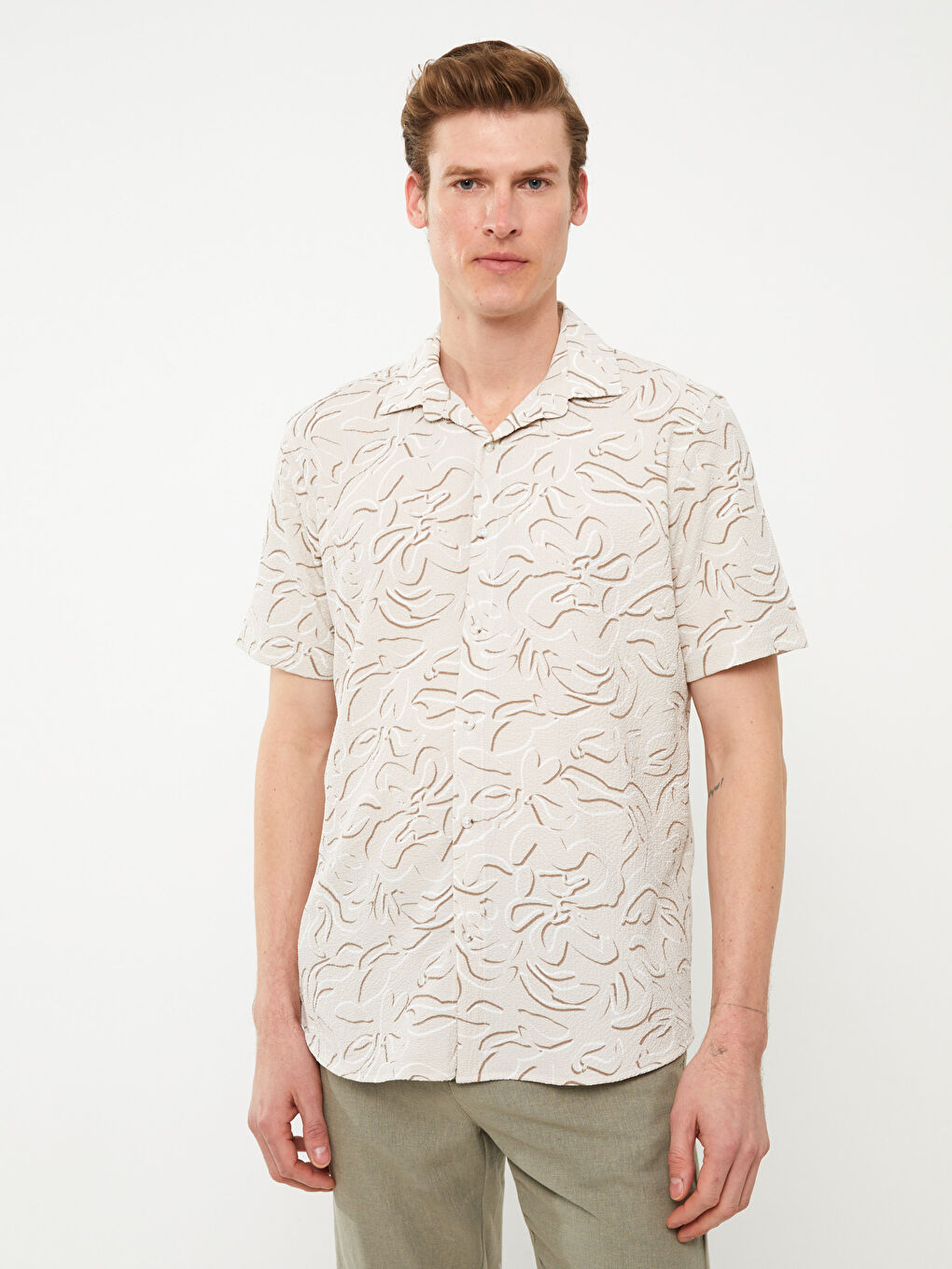 LCW Vision Regular Fit Short Sleeve Patterned Men's Shirt -S3AK72Z8-SZV