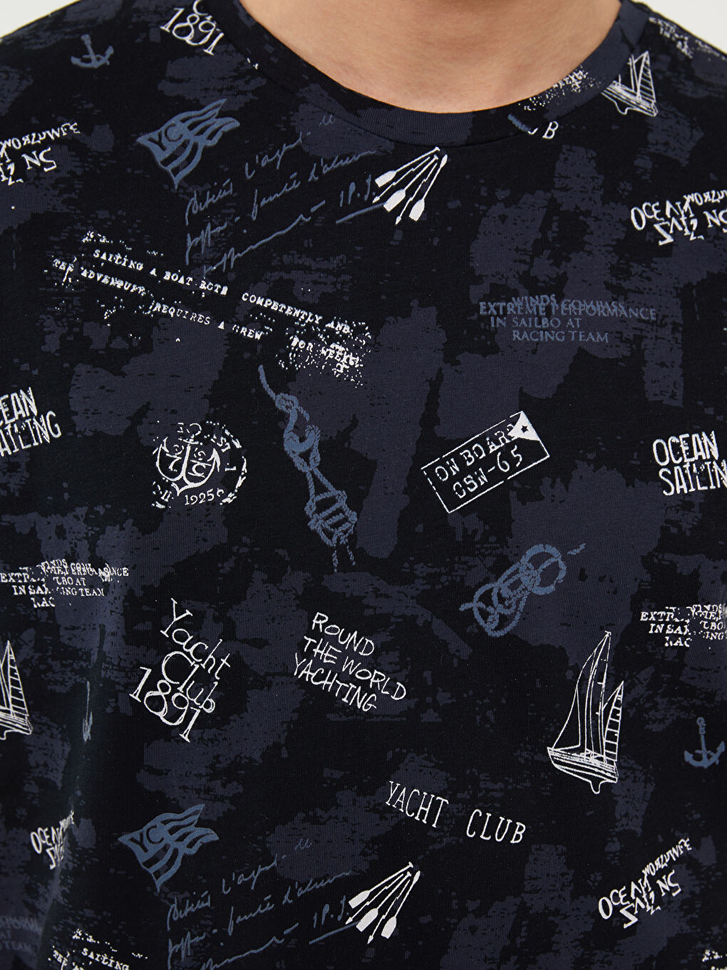 Crew Neck Short Sleeve Patterned Jersey Men's T-Shirt-3