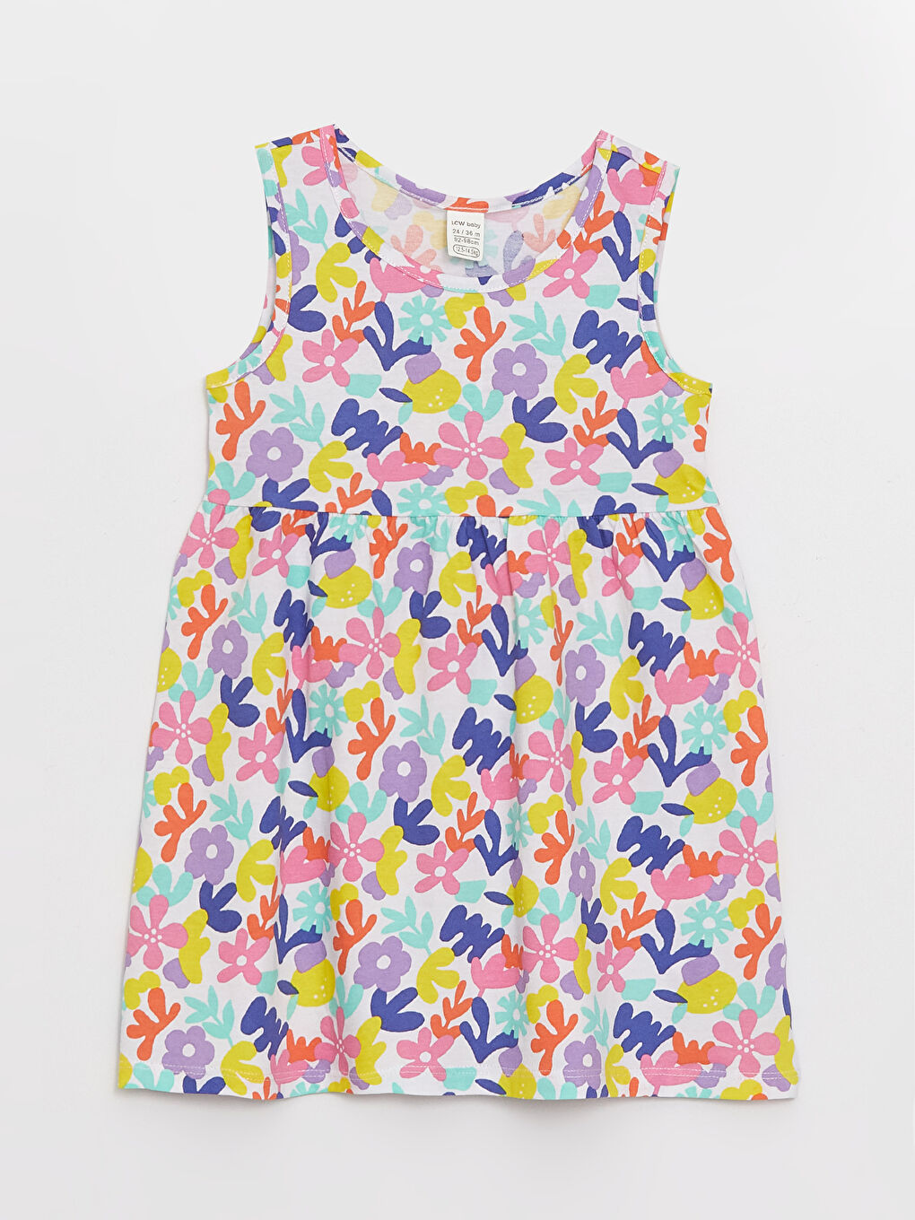 Ekru Bisiklet Yaka Desenli Kız Bebek Elbise