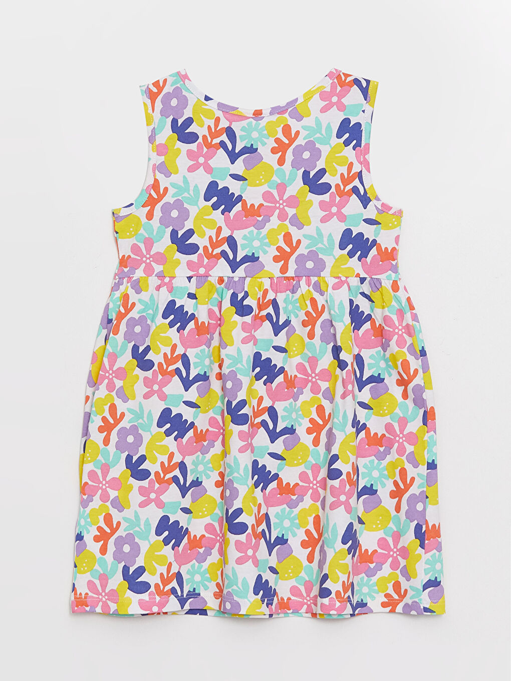 Ekru Bisiklet Yaka Desenli Kız Bebek Elbise-1